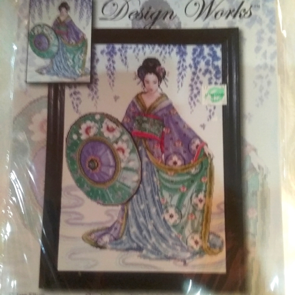 Design Works Cross Stich Kit Asian Purple Green Lady
